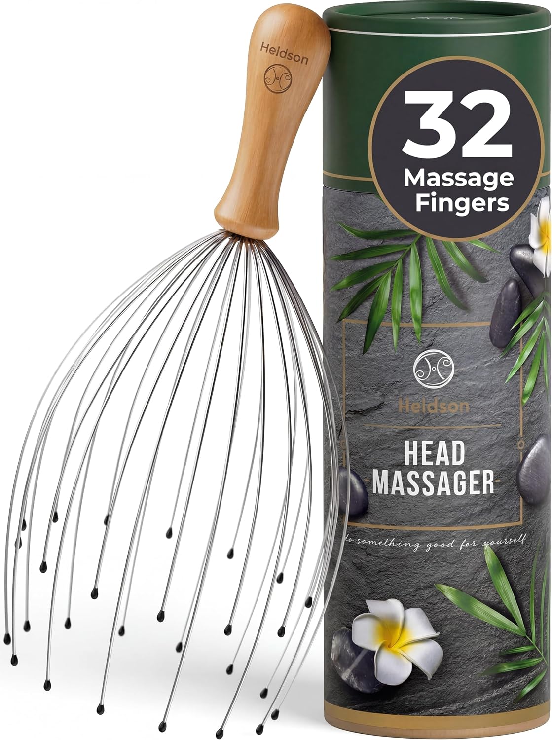 Premium Head Massage Spider 32 Fingers - FSC®100% - Head Massager - Head & Hair Massage - Scalp Massager - Head Scratcher - Wellness Gift